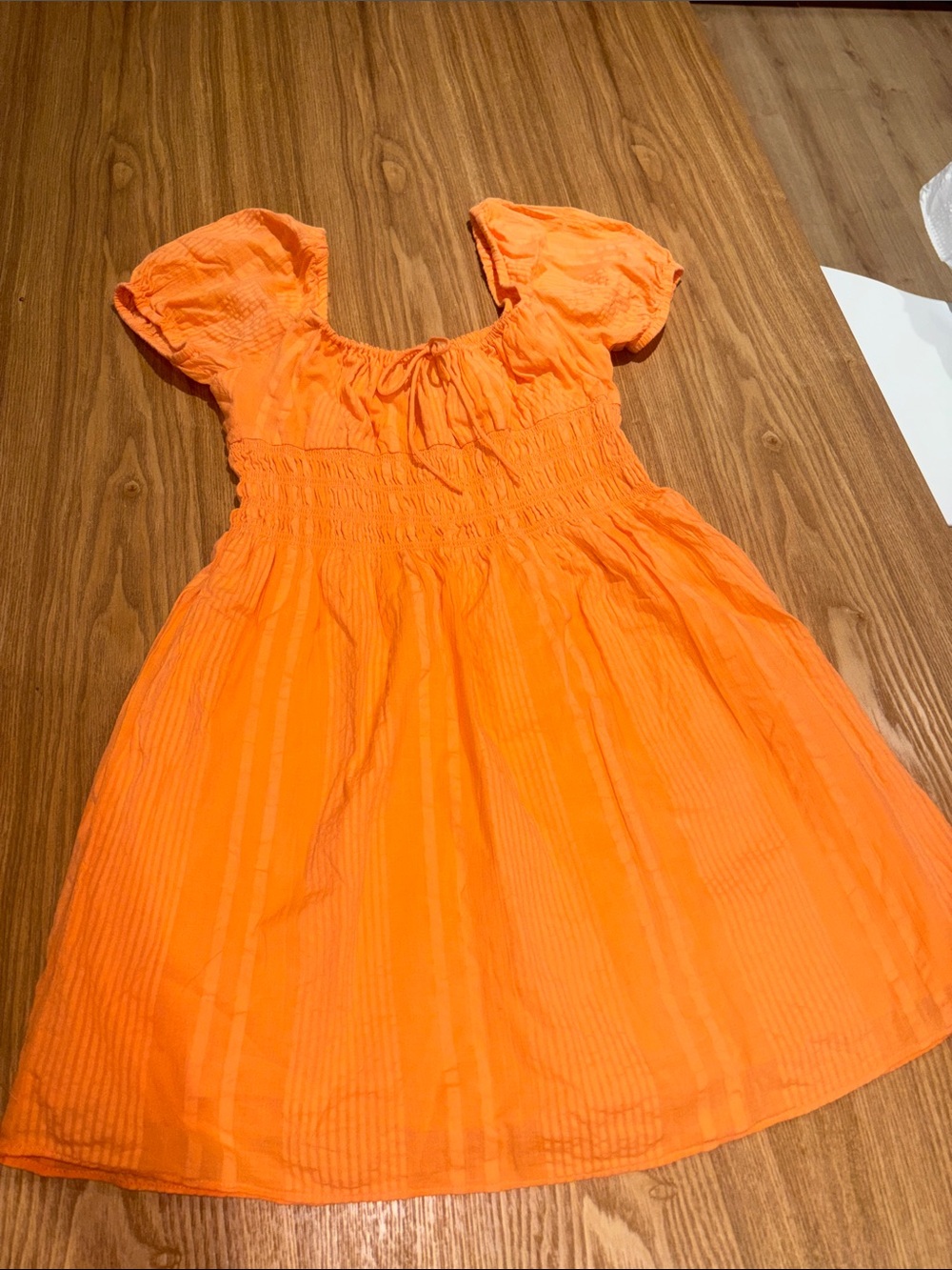 Sunday Best Bright Orange Puff-Sleeve Girls' Dress